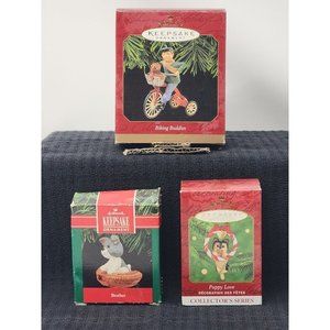 Hallmark Keepsake Christmas‎ Ornaments Biking Buddies, Brother, Puppy Love